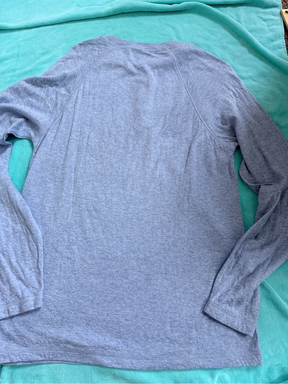 Faherty Cloud Cotton Henley Shirt Size M Heathered Blue Indigo Long Sleeve - Picture 7 of 7